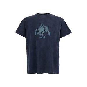 Erl Men Blue T-Shirt With Front Print In Cotton For Men